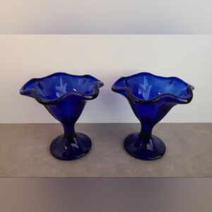 Elegant Blue Glass Dessert Cups